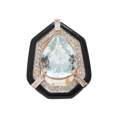 14ct Rose Gold Aquamarine and Diamond Ring