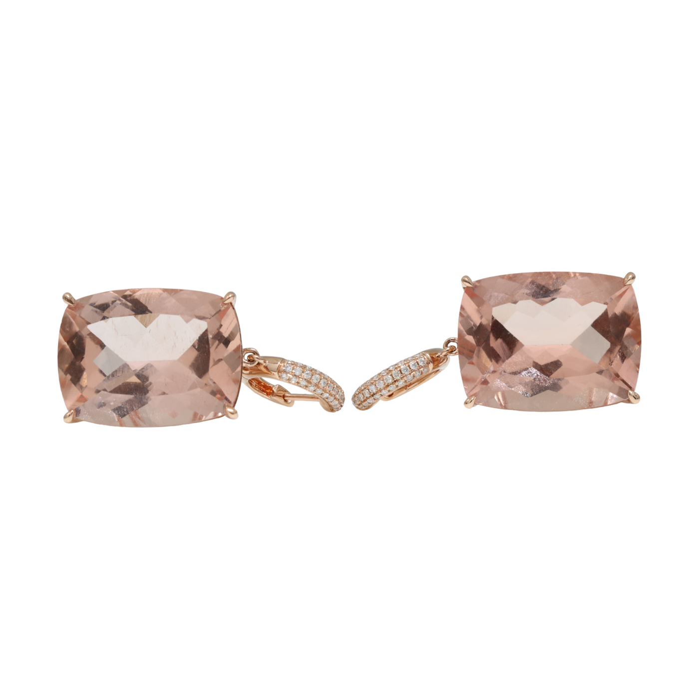 18ct Rose Gold Morganite and Diamond Earrings