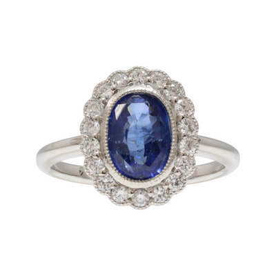 Sapphire and Diamonds in Platinum