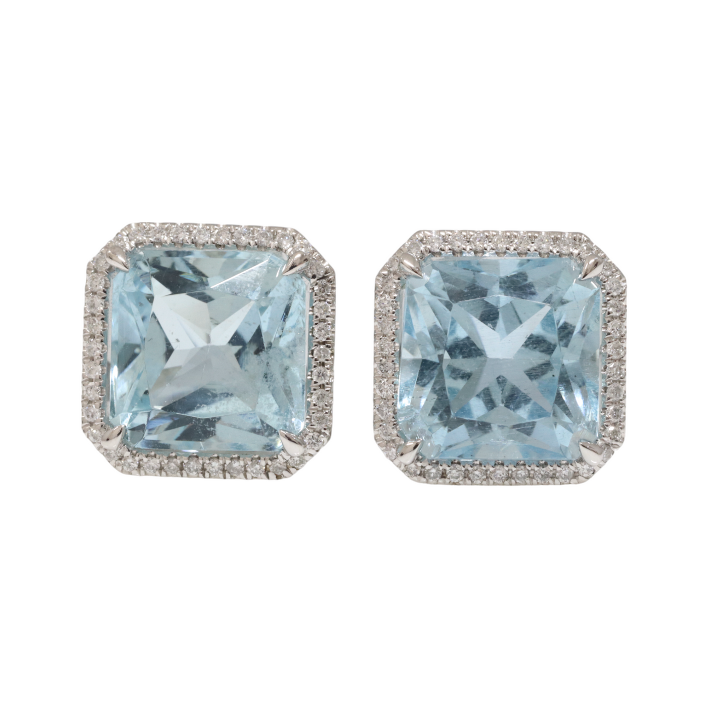 Platinum Aquamarine and Diamond Earrings