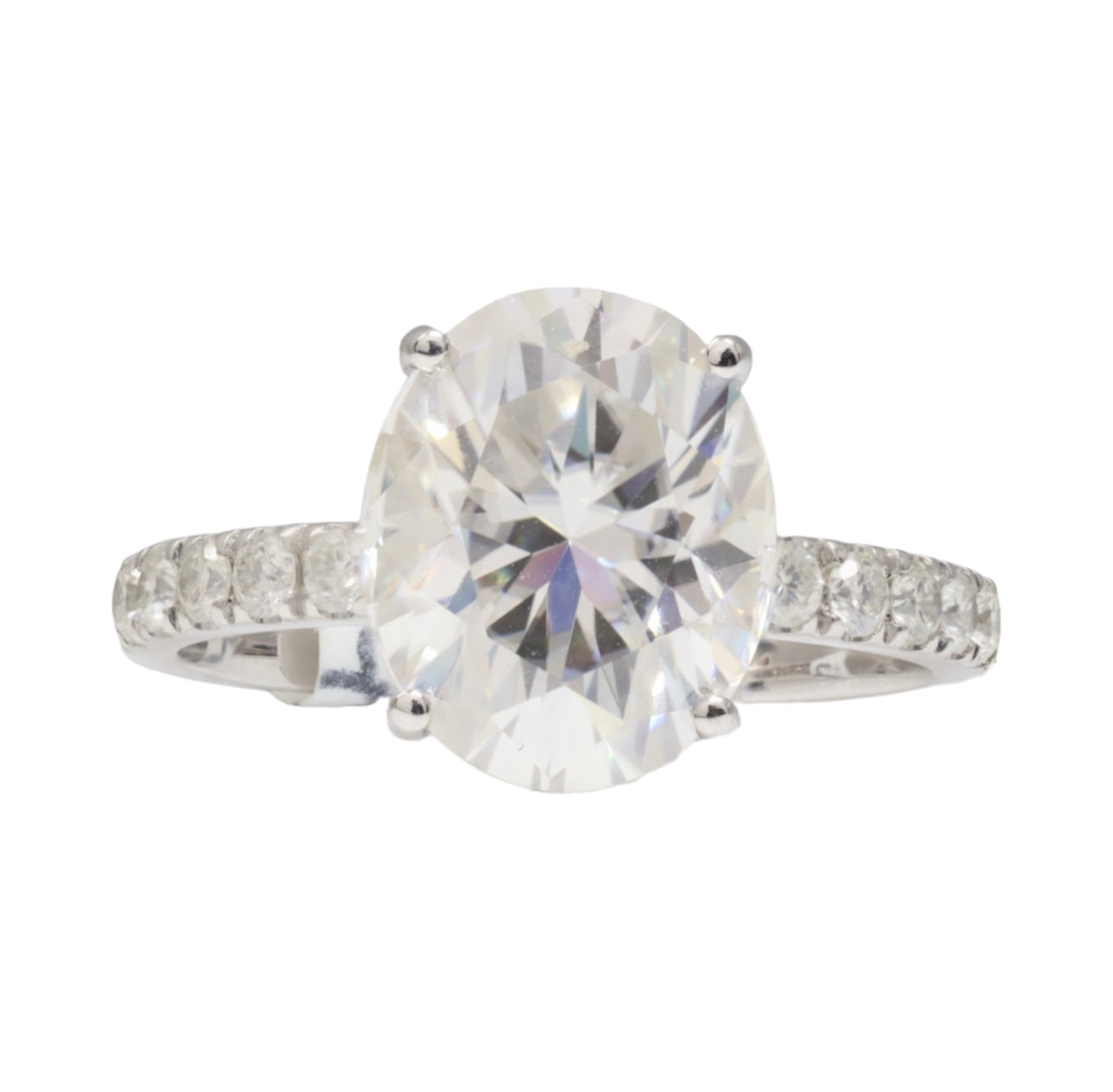 14ct WG Moissanite and Natural Diamond Ring