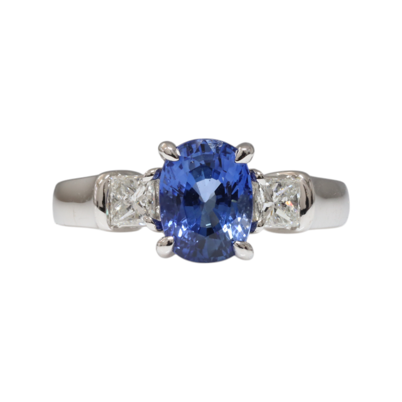 Ceylon Sapphire and Princess Diamonds in 18ct WG