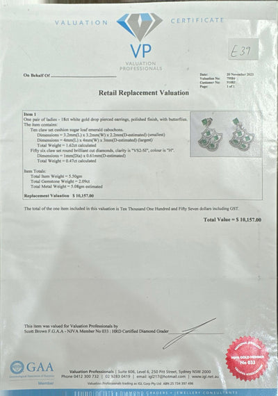 Colombian SugarLoaf Emerald and Diamond Earrings