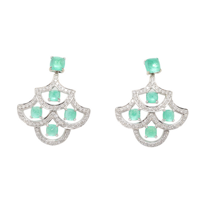 Colombian SugarLoaf Emerald and Diamond Earrings