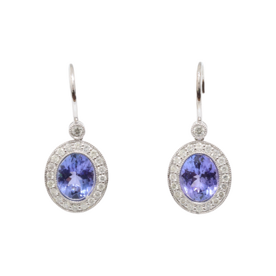 Platinum Tanzanite and Diamond Earrings