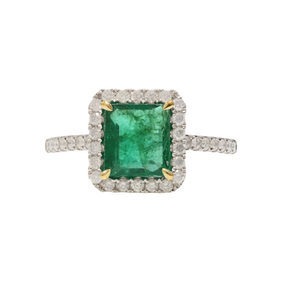 Zambian Emerald and Diamond Ring in Platinum