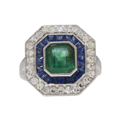 Zambian Emerald , Sapphires and Diamonds in Platinum