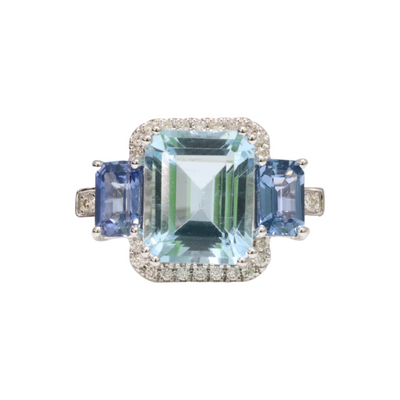 Aquamarine, Sapphires and Diamonds in 18CT WG