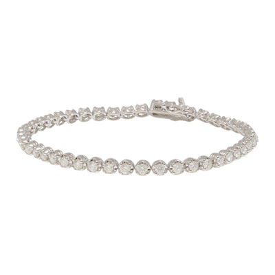 18ct White Gold Natural Crown Diamond tennis bracelet