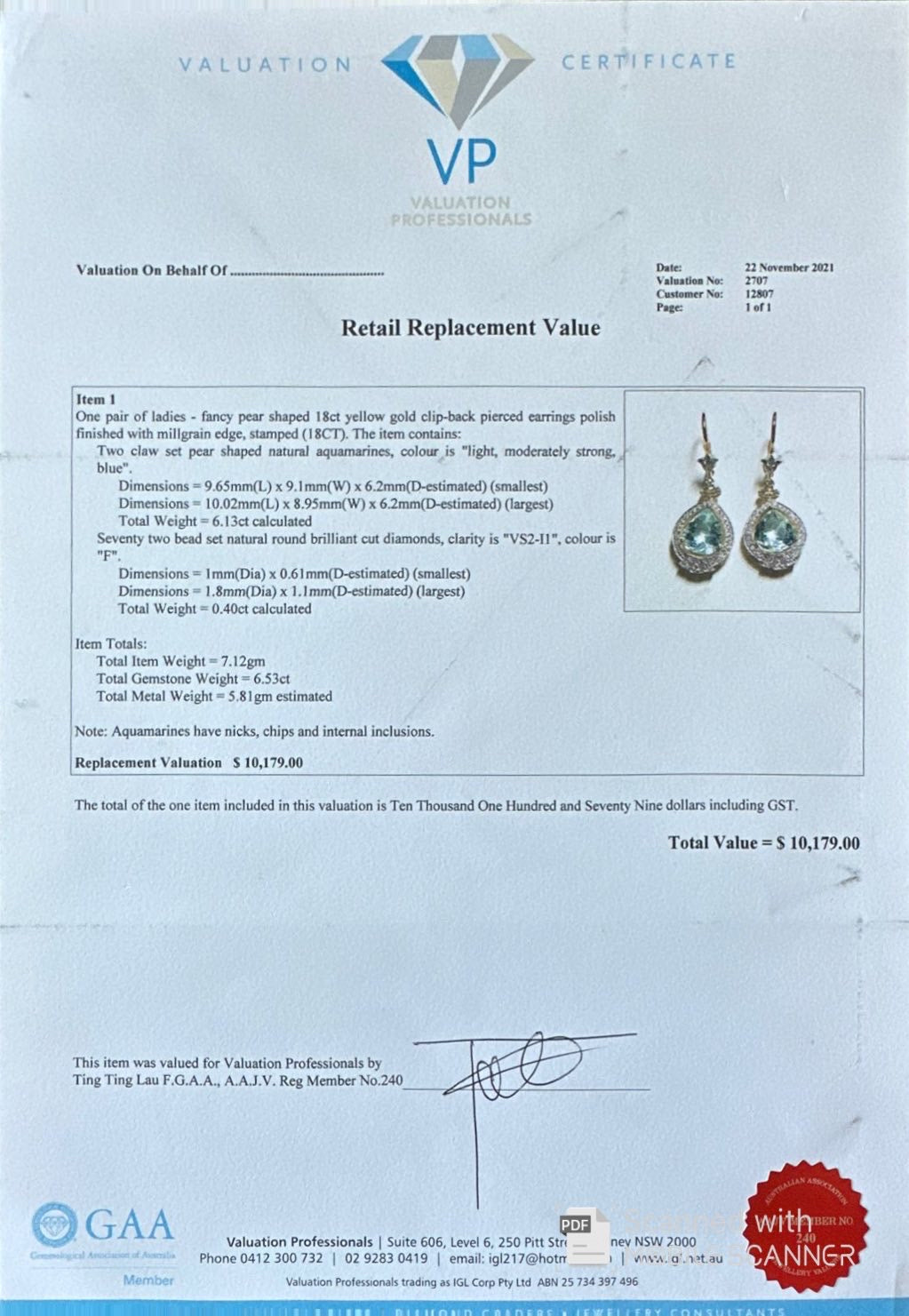 18ct Yellow Gold Aquamarine and Diamond Earrings