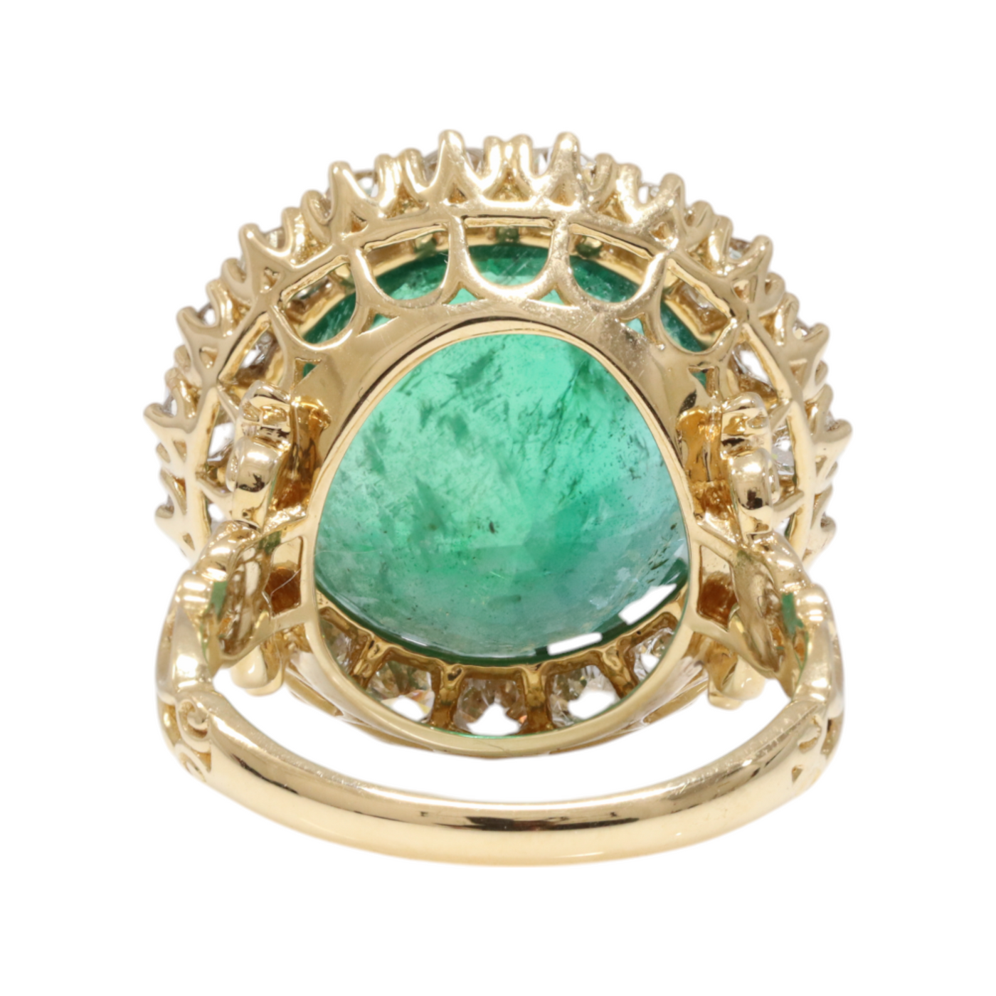 18ct Yellow Gold Emerald and Diamond Ring