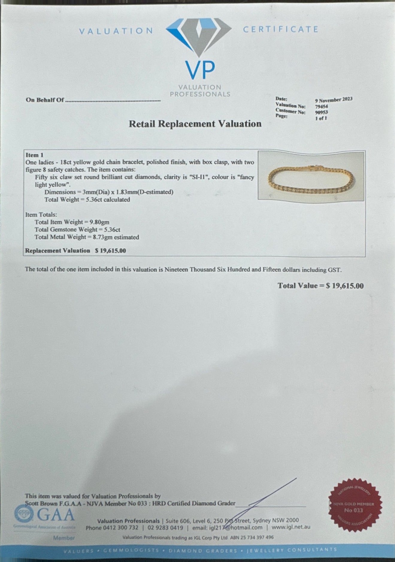 18ct YG Fancy Natural Diamond Bracelet