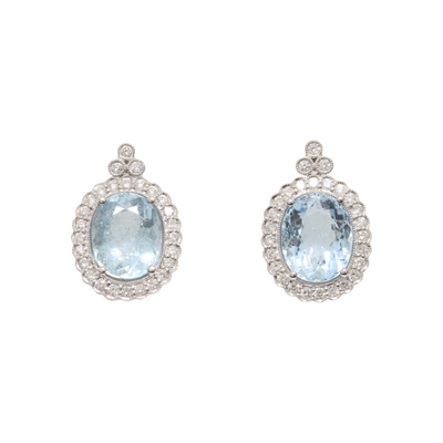 18ct WG Aquamarine and Diamond Earrings