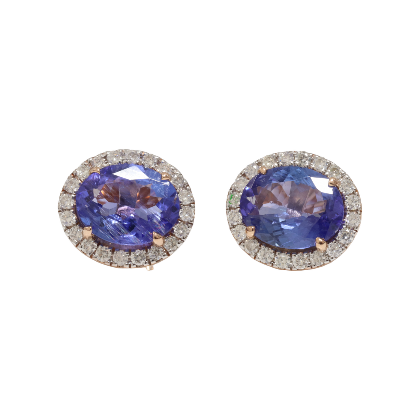 Tanzanite and Diamond Stud Earrings in 18ct Rose Gold