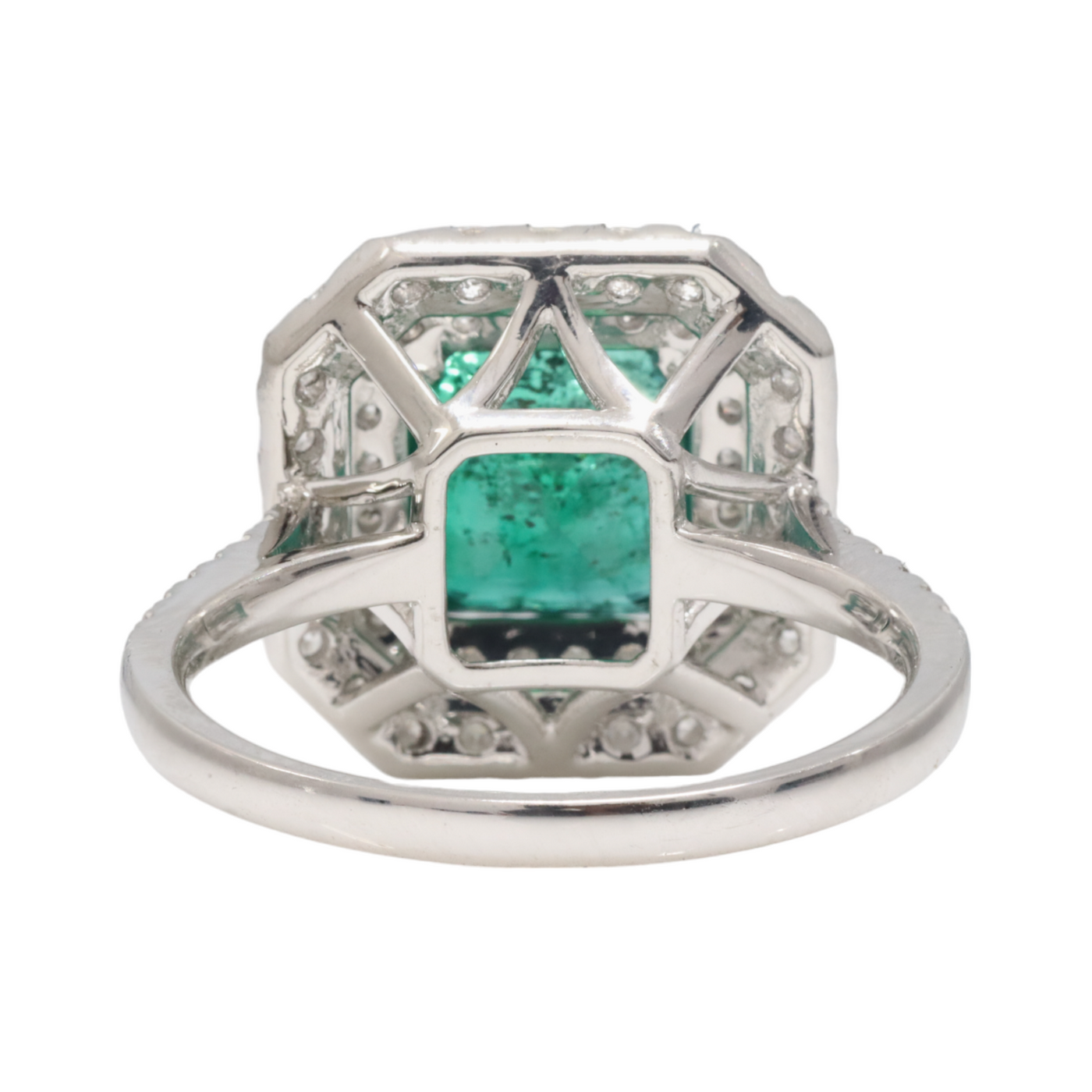 Platinum Emerald and Diamond Ring