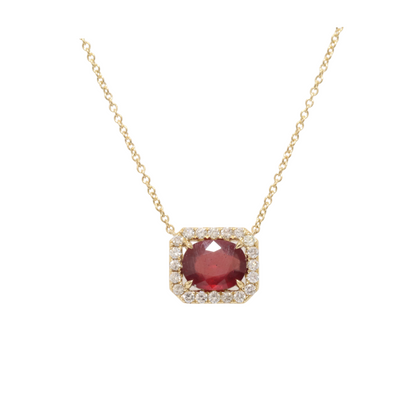 Ruby and Diamond Pendant and Necklace in 14ct Yellow Gold