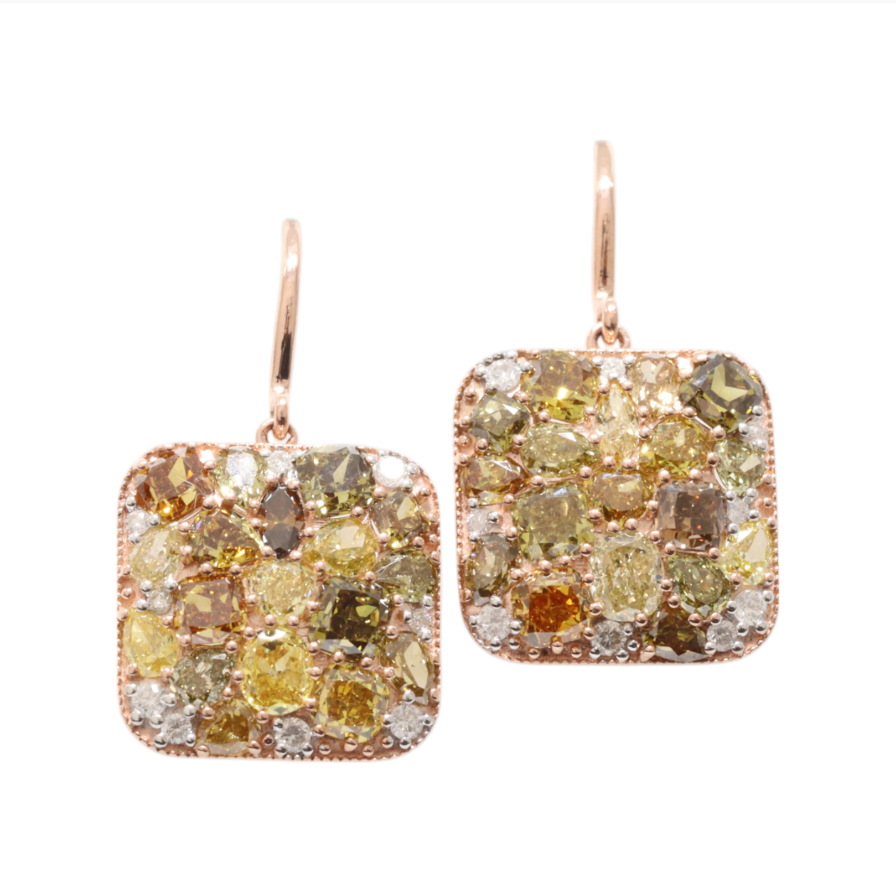 14ct Rose Gold Champagne Diamond Earrings