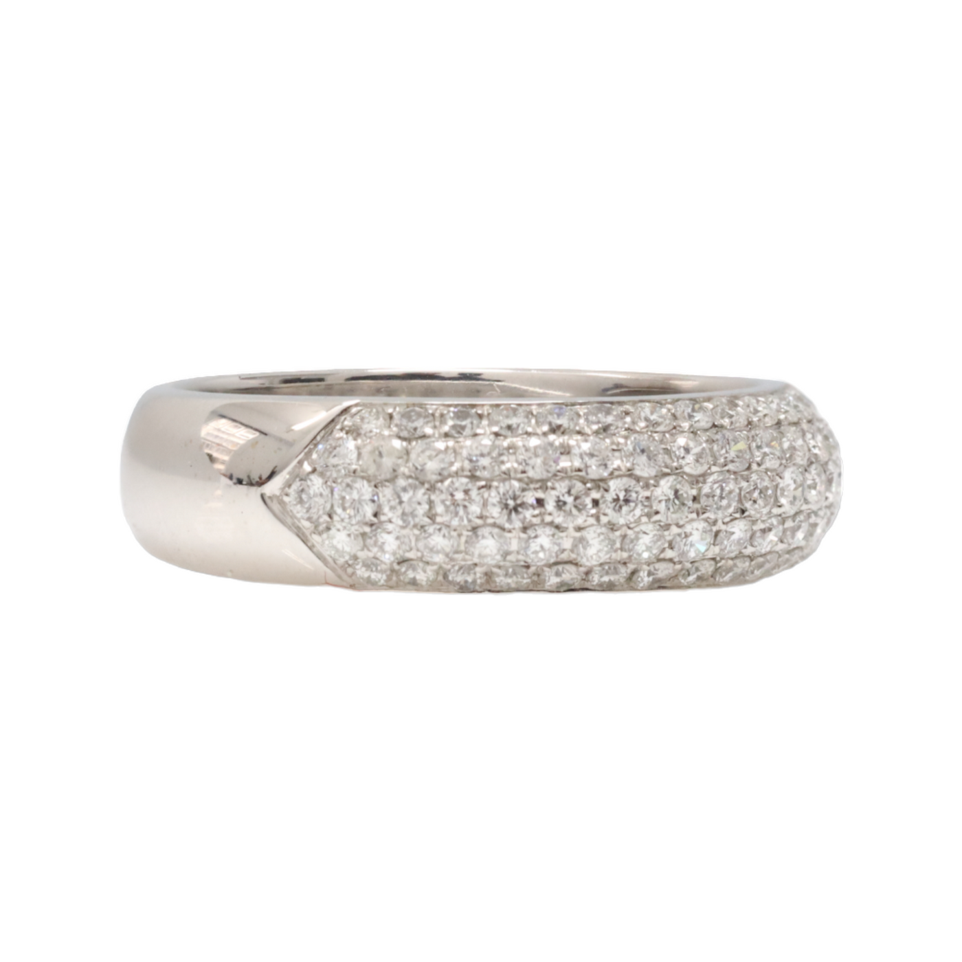 18ct White Gold Diamond Pave Dome Ring