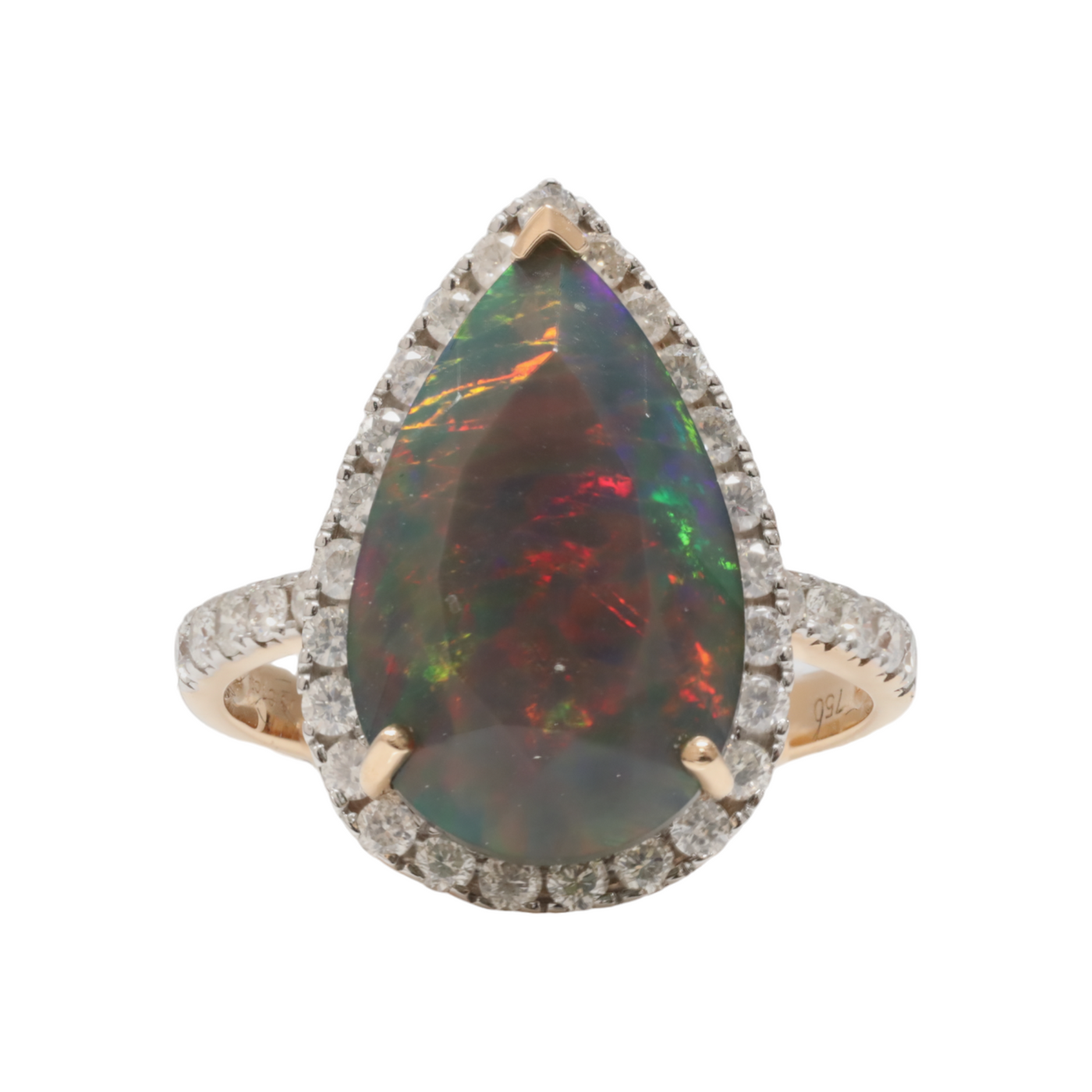 18ct Rose Gold Ethiopian Opal and Diamond Ring