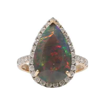 18ct Rose Gold Ethiopian Opal and Diamond Ring