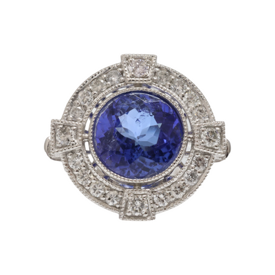 Tanzanite and Diamond Ring in Platinum