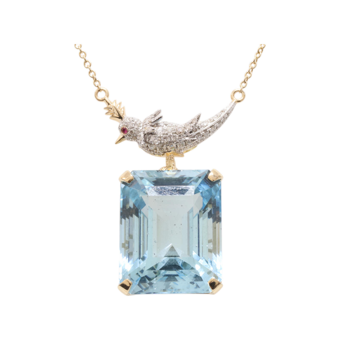 18ct Yellow Gold Aquamarine and Diamond Pendant