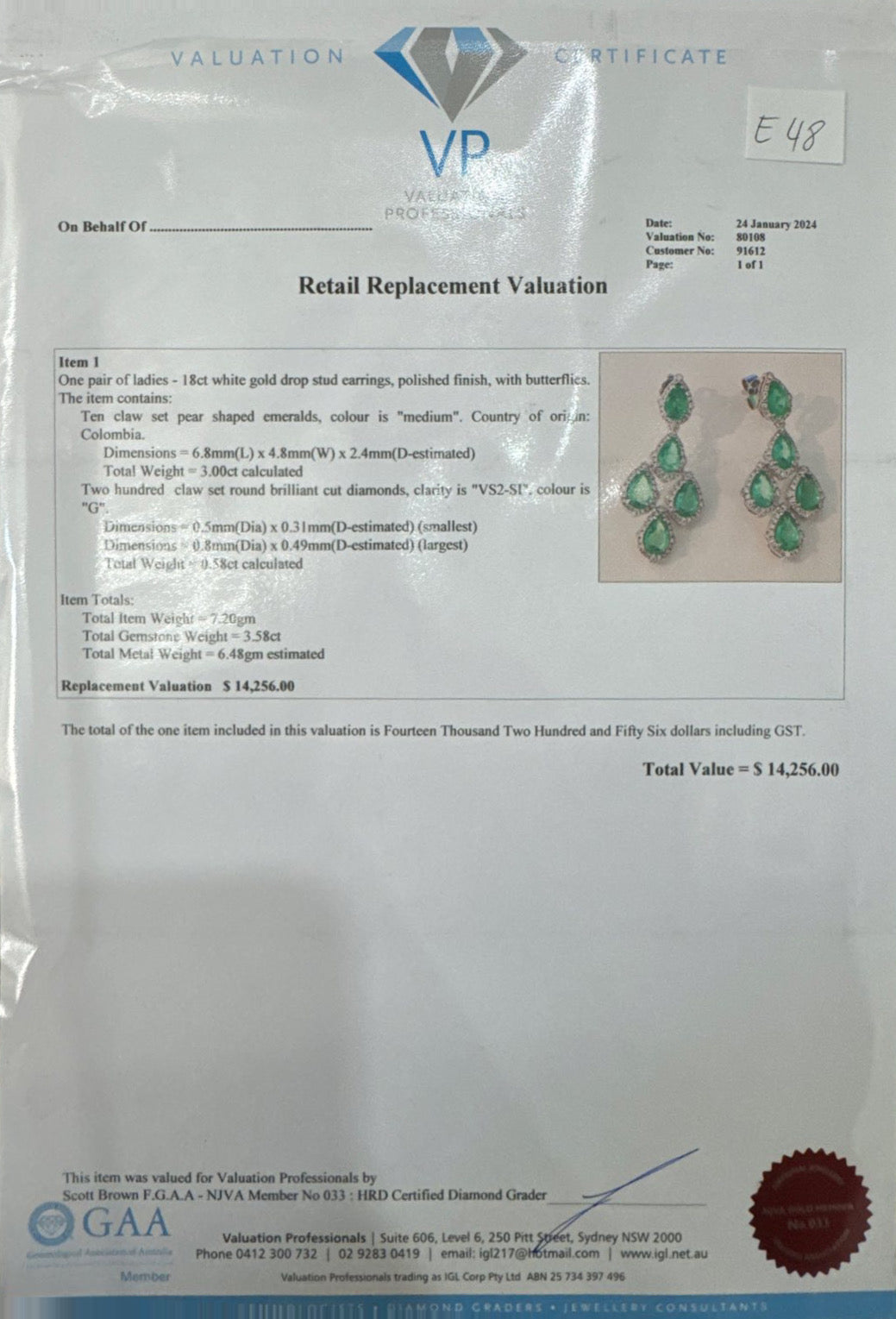 Colombian Emeralds and Diamonds in 18ct White Gold