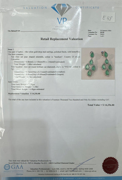 Colombian Emeralds and Diamonds in 18ct White Gold