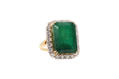 18CT Yellow Gold Emerald and Diamond Ring