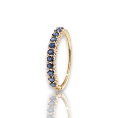 Sapphire and Diamond Bangle in 14k yellow gold