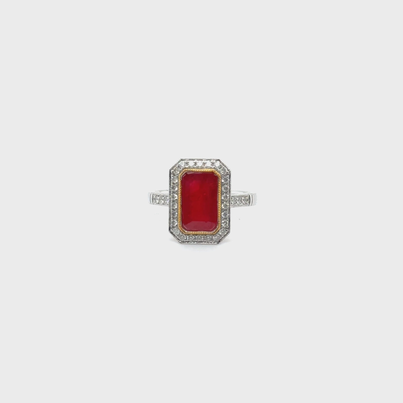 Ruby and Diamonds in Platinum Ring