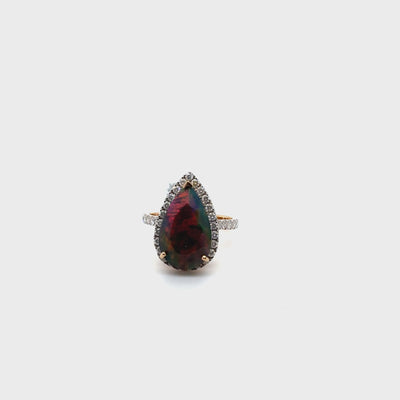 18ct Rose Gold Ethiopian Opal and Diamond Ring