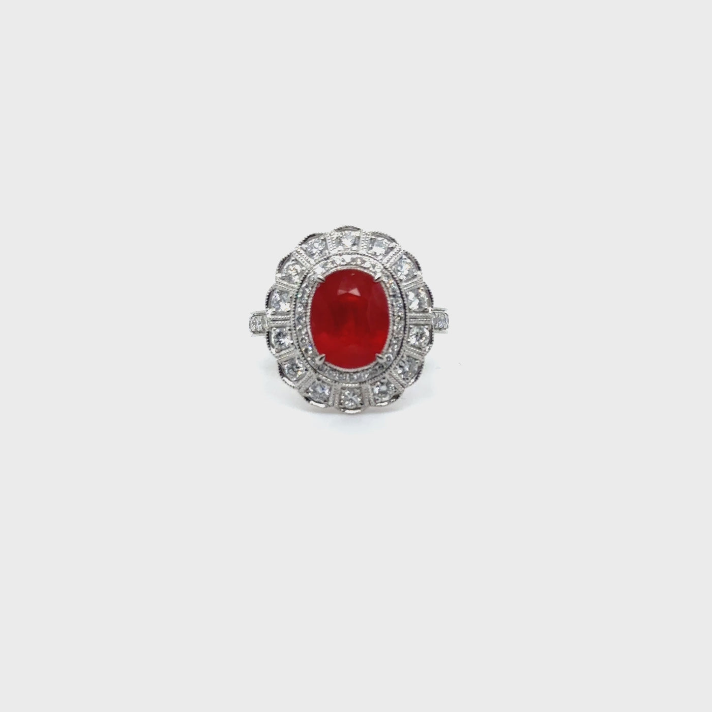 Platinum Ruby and Diamond Ring