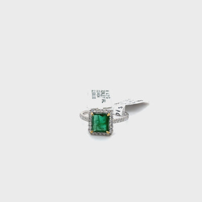 Zambian Emerald and Diamond Ring in Platinum