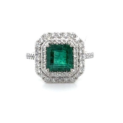 Platinum Emerald and Diamond Ring