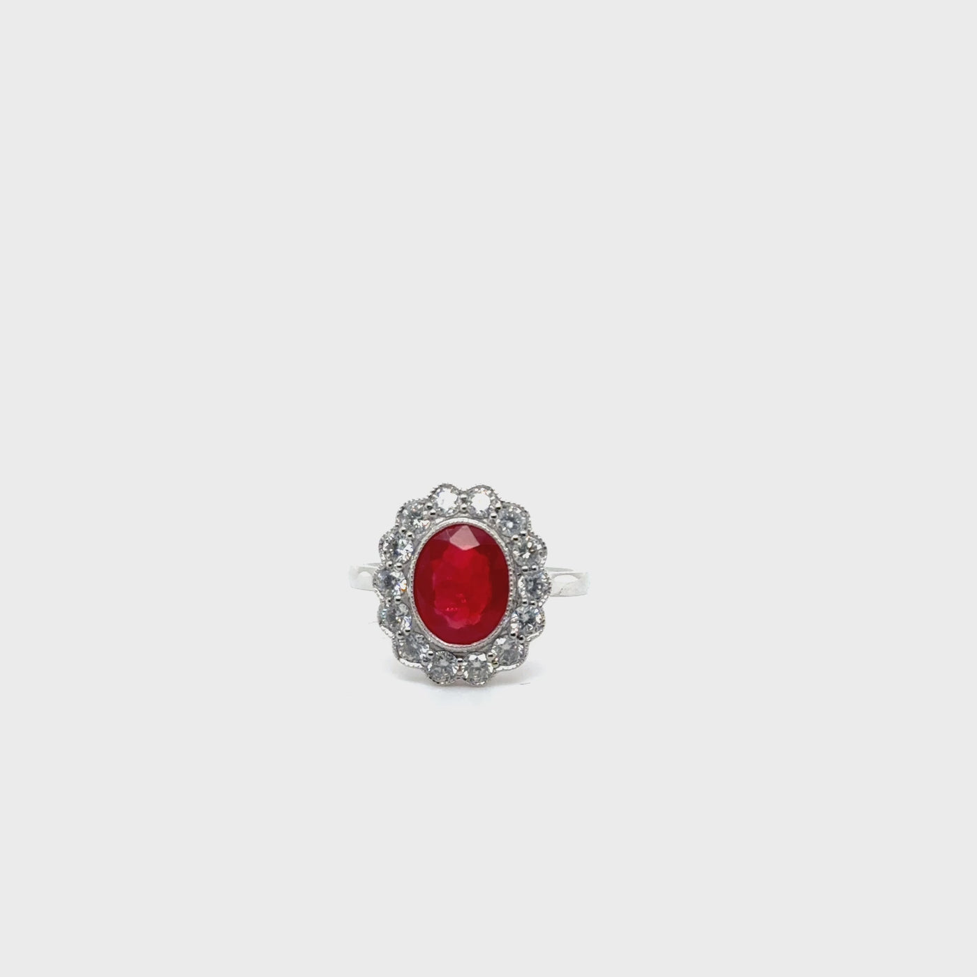 Ruby and Diamonds in Platinum Ring