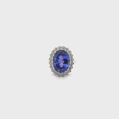 Platinum Tanzanite and Diamond Ring