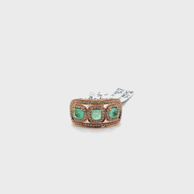 Sugarloaf colombian Emerald and Diamond Ring in 18ct