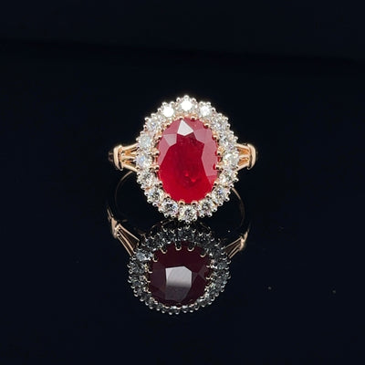 18CT Rose Gold Ruby and Diamond Ring