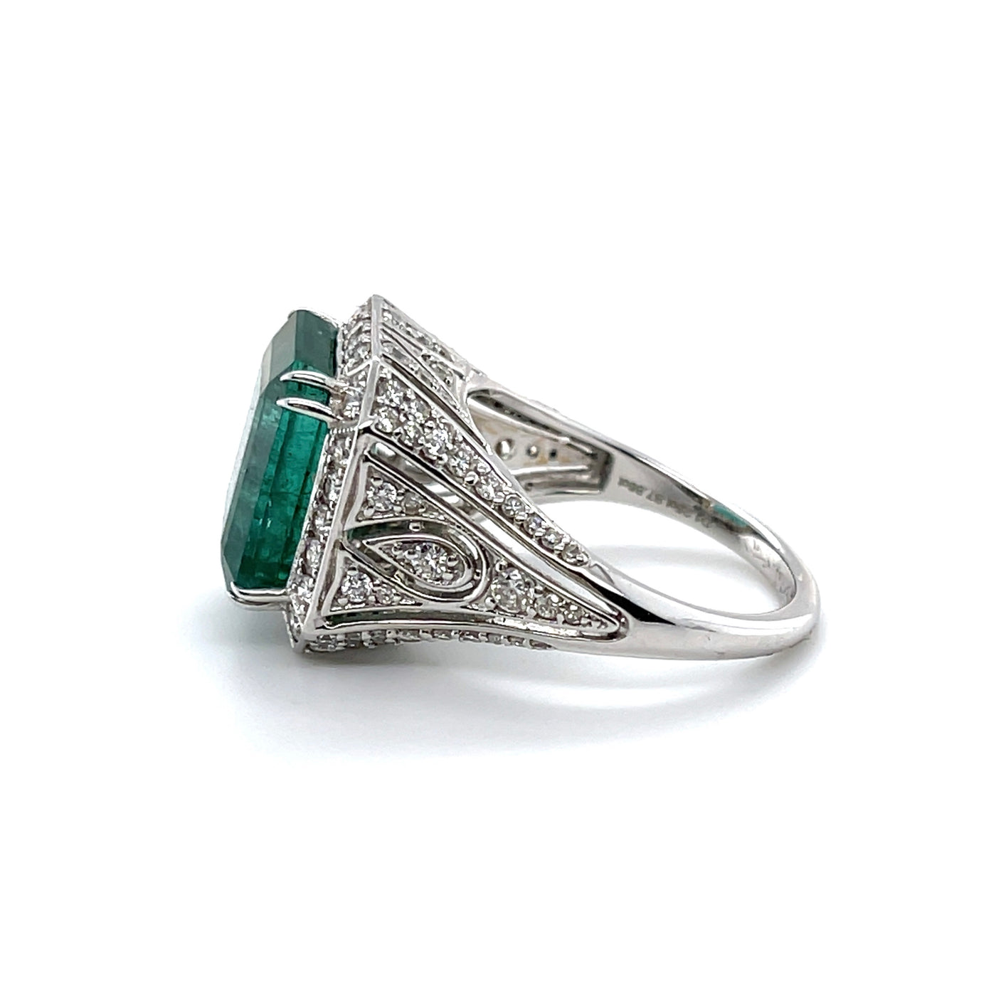 18CT White Gold Emerald and Diamond Ring