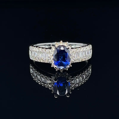 18CT White Gold Kyanite and Diamond Ring