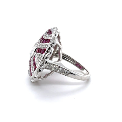 18CT White Gold Ruby and Diamond Cocktail Ring