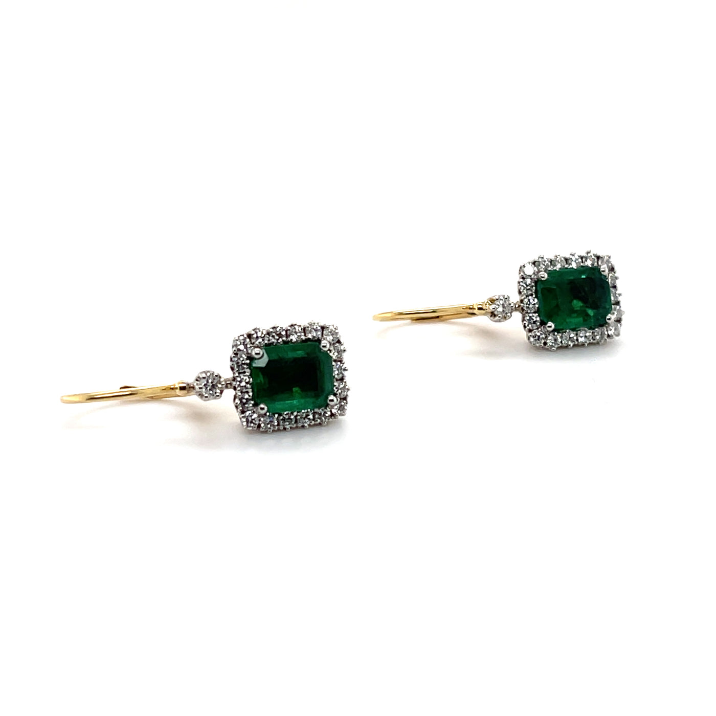 18CT Yellow Gold Emerald and Diamond Earrings