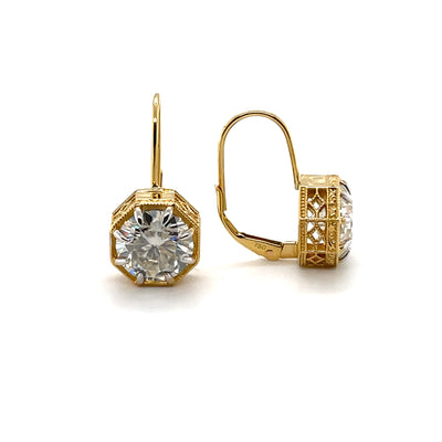 18CT Yellow Gold Moissanite Diamond Earrings