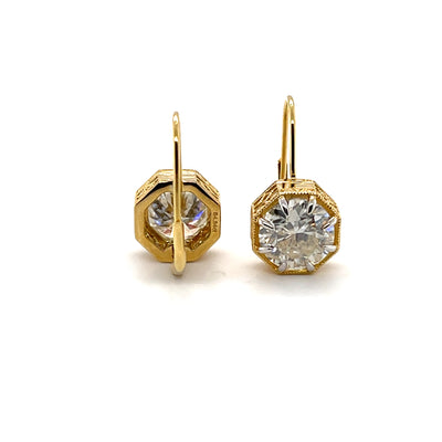 18CT Yellow Gold Moissanite Diamond Earrings