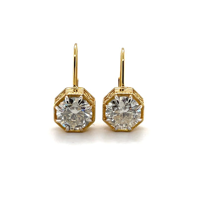 18CT Yellow Gold Moissanite Diamond Earrings