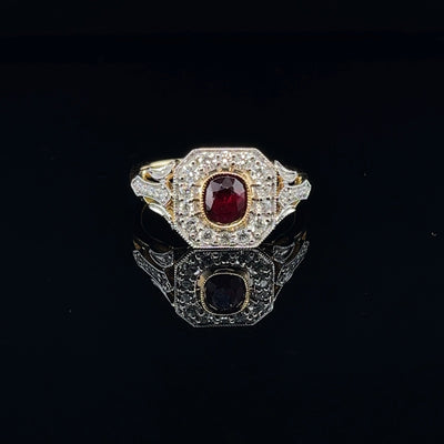 18CT Yellow Gold (NO HEAT) Ruby and Diamond Ring