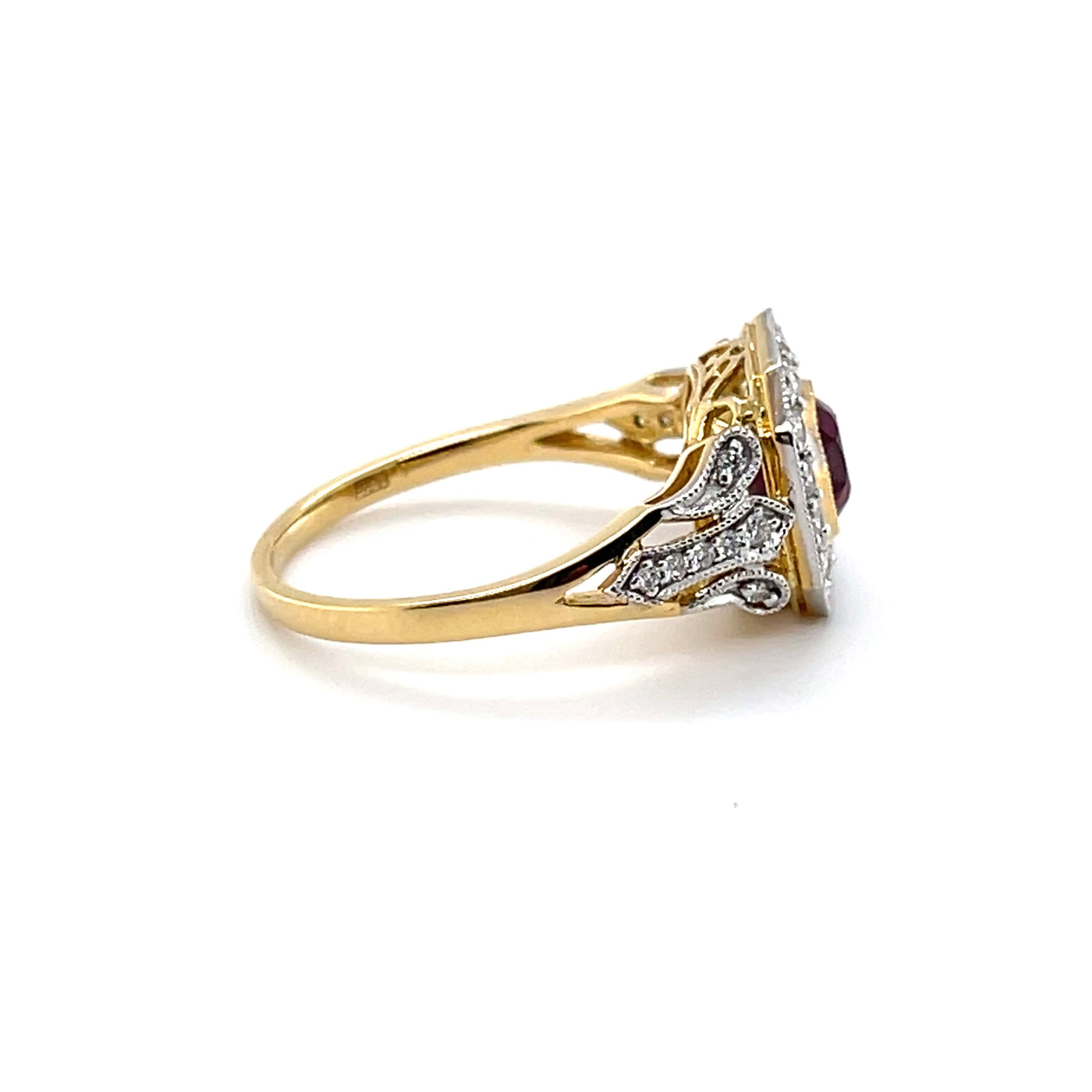 18CT Yellow Gold (NO HEAT) Ruby and Diamond Ring