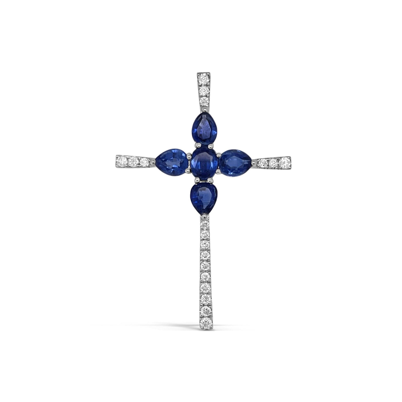 18CT White Gold Sapphire and Diamond Pendant