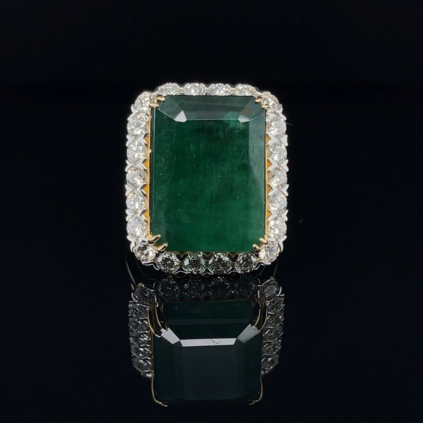 18CT Yellow Gold Emerald and Diamond Ring